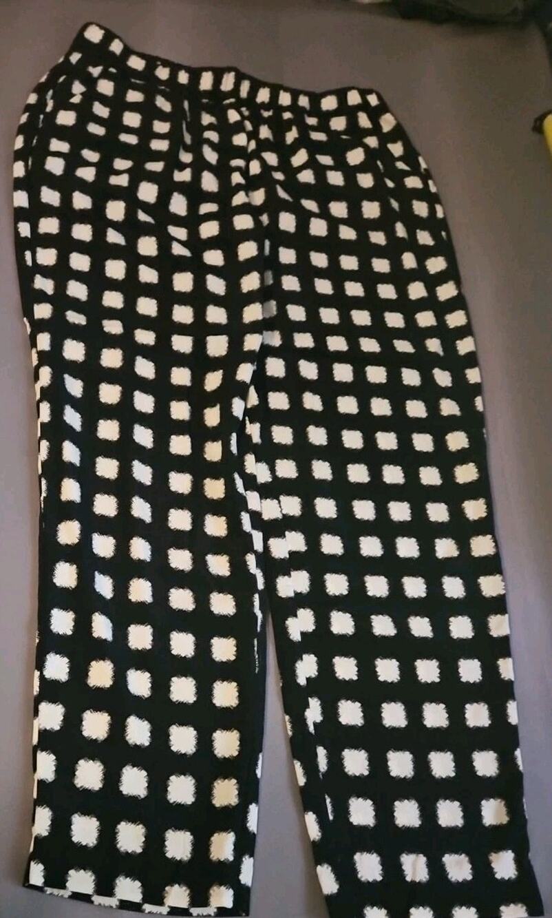 Chico’s Pants Women’s 0.5 Black White Squares Lightweight Stretch Waist